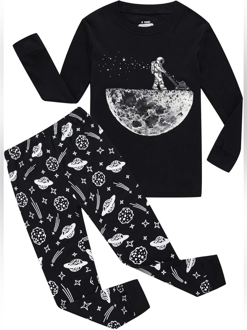 Dolphin&Fish Boys Black Space Astronaut Pajama Set Size 14 NWT
